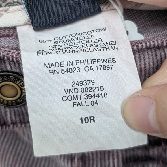 Vtg Authentic Y2K GAP Corduroy Bootcut Low Rise Back Flap Purple Pants Sz 10R - Picture 14 of 15
